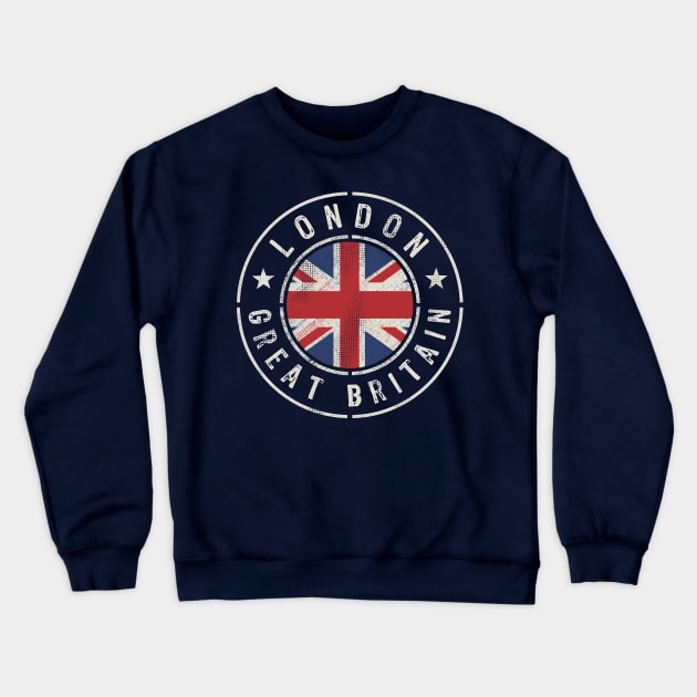 London Great Britain Flag Crewneck Sweatshirt by Designkix